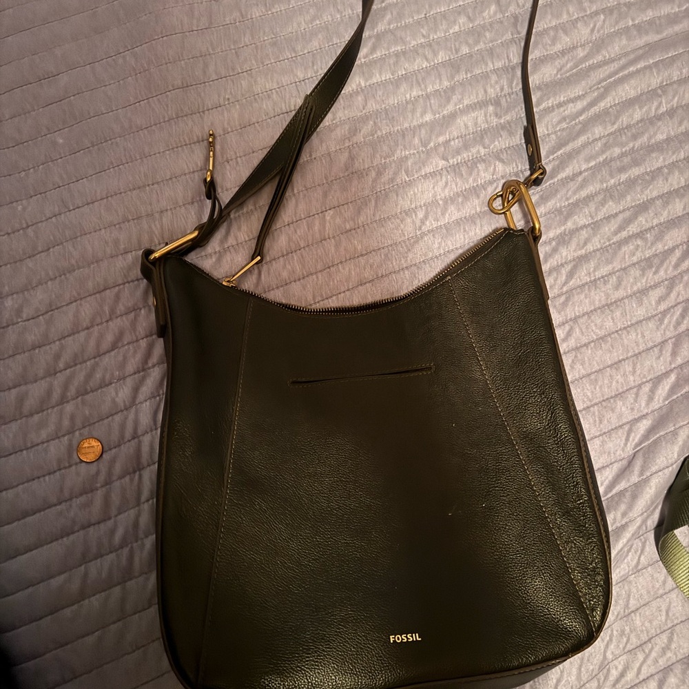Fossil Black Shoulder Bag Elegant Leather Design